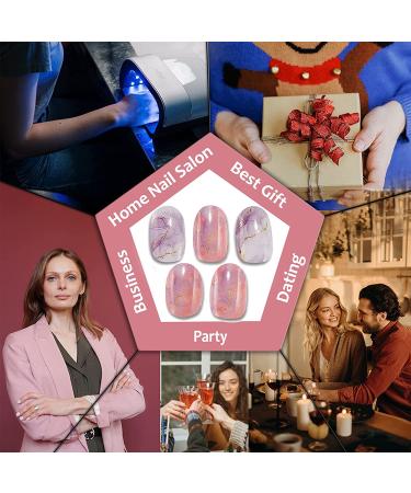 MOMSON Gradient Purple and Pink Marble Gel Nail Strips - 20 Full Gel Polish Stickers for Women - Elegant Purple Marble Manicure Kit - Buy Online on GoSupps.com