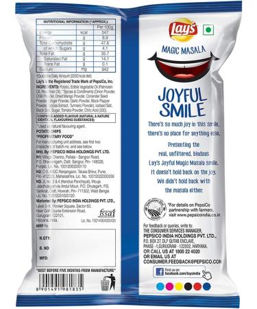 Lay's Indian Magic Masala Chips 0.11lb (52g) (Pack Of 10) - Buy Online on GoSupps.com