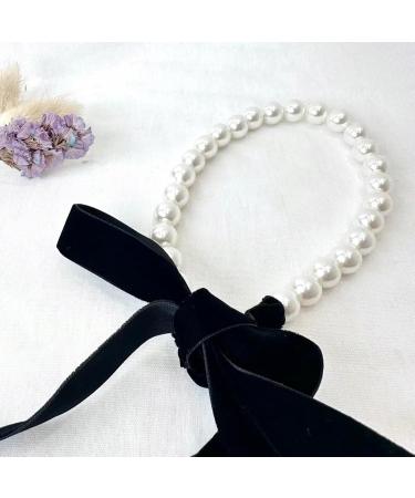 VSILAY Elegant Dark Green Velvet Loop Choker Necklace for Women | Imitation Pearls Collarbone Chain | Y2K Wedding Jewelry & Gift - Buy Online on GoSupps.com