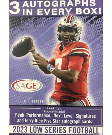 2023 Sage Football Draft Picks LOW Series Blaster Box of Packs with 3 GUARANTEED AUTOGRAPHED Cards Possible CJ Stroud or Hendon Hooker Plus