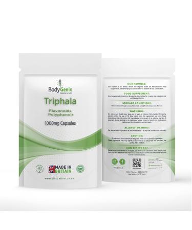 Bodygenix Triphala 1000mg Veggie Capsules Bodygenix UK Amalaki Hritaki Indian Medicine (30) 1 Month Supply