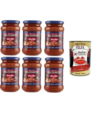 Italian Gourmet E.R. Barilla Sugo Rag alla Bolognese Ready Sauces for Italian Tomato and Selected Gluten Free Meat 400g + Gourmet Italian Polpa 400g