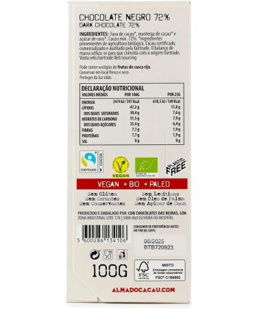  Alma do Cacau Dark Chocolate - Organic 72% Cocoa Bar from Portugal Old Pharmacy Limited Edition 100g Intense and Balanced Gourmet Chocolate - Buy Online on GoSupps.com