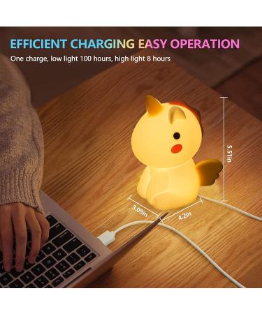ALVIA Unicorn Night Light - Rechargeable LED Lamp for Baby Nursery - Dimmable, BPA-free Silicone - 50 Hours - Ideal for Girls or Boys Bedroom - Buy Online on GoSupps.com