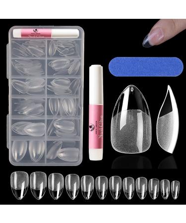 Short Almond Fake Nails 120Pcs Upgraded Half Matte Soft Gel Almond Nail Tips for Full Cover Press on Acrylic Short Almond Nails False Nails 10 size Short Almond Gel Tips short almond nail tip