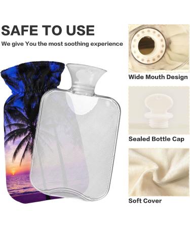 NAANLE 2L Hot Water Bottle with Palm Sunset Cover Relief for Menstrual Cramps & Heat Therapy | Large Transparent Hot Water Bag for Hand & Feet - Buy Online on GoSupps.com