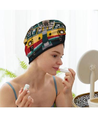 Lisbon Tram Coral Velvet Dry Hair Cap | Unisex Wet Towel Wrap for Bathroom Pool Beach - Ideal Accessory - Buy Online on GoSupps.com