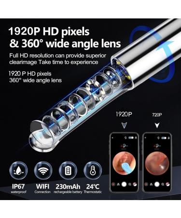 Premium Ear Wax Removal Otoscope - 1920P HD Camera 6 LED Lights iOS & Android Compatible Includes 10 Silicone Ear Tips for Adults Children & Pets - Buy Online on GoSupps.com