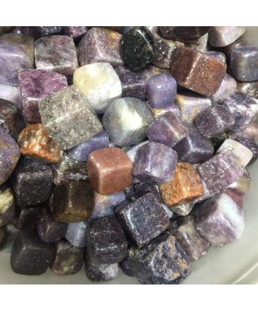 Natural Crystal Rough 6pcs Natural Lepidolite Stone Cubic Crystal Tumbled Stones Cube Collectible Minerals Specimen for Home Decor - Buy Online on GoSupps.com