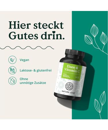 Nature Love Iron Tablets with Vitamin C - 240 Vegan Tablets - 20mg Iron & 40mg Vitamin C - High Bioavailability Iron Bisglycinate in Germany - Buy Online on GoSupps.com