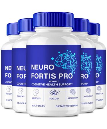 Vitavault Neuro Fortis Pro Brain Supplement - Neuro Fortis Pro Official Formula - NeuroFortis Pro Extra Strength with Ginkgo Biloba Extract Siberian Ginseng Extract - NeuroFortisPro Reviews (5 Pack)