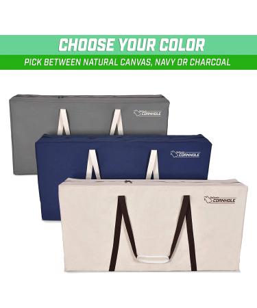 GoSports Canvas Cornhole Carrying Case - PRO Grade 4' x 2' Regulation Size - Navy Blue, Gray, or Natural Canvas - Buy Online on GoSupps.com