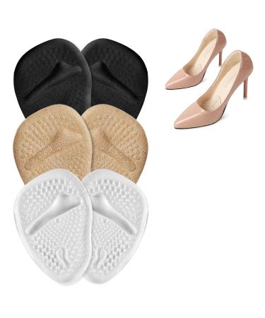 Dawnieee insoles for high heel pillows women 3 pair of bale cushions gel forefoot pillow footpolster pads shoe inserts anti -lip for gelholsters forefoot heel protection silicone pads onesize 1 -white 1 -white color