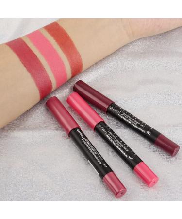 3 Colors Moisture Smooth Longwear Lipstick Set - Matte Finish Lip Crayon Pack for Makeup Collection - Waterproof Velvet Lip Gloss Stain - Nourishing Formula (01# 04# 07#) - Buy Online on GoSupps.com
