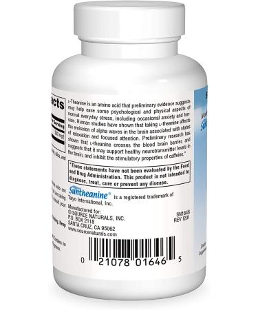 Source Naturals L-Theanine 200 mg - 60 Capsules for Relaxation & Focus - Buy Online on GoSupps.com