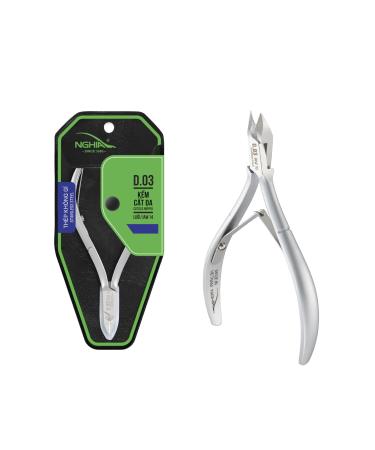 NGHIA Cuticle Nipper - D-03 JAW 14 | Stainless Steel | Durable and Sharp | Ergonomic Design | Grey Plated | Ideal for Salons and Home Use D-03-14