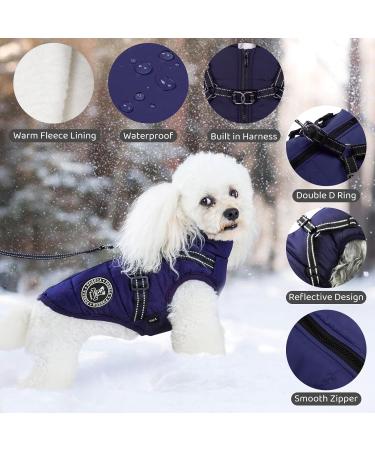 Poseca Waterproof Winter Dog Coat with Harness | Small Medium Large Dogs | Blue - Buy Online on GoSupps.com