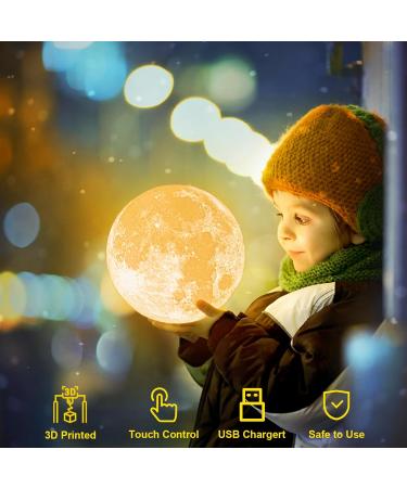 Balkwan 3D Moon Lamp - Dimmable USB Touch Lamp for Kids & Lovers | Ideal Birthday & Bedroom Romantic Gift (4.7 inch) - Buy Online on GoSupps.com