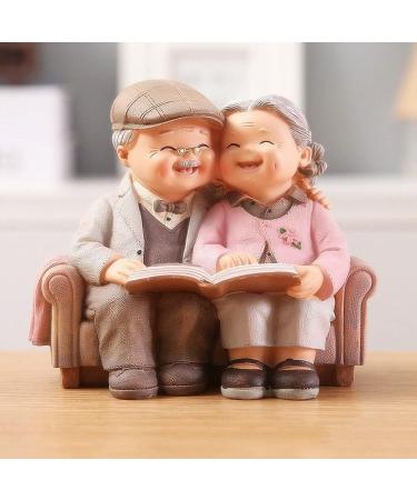 Loving Elderly Couple Figurines - Resin Grandparents Statue for Wedding Anniversary & Home Decor (Reading Style) - Buy Online on GoSupps.com