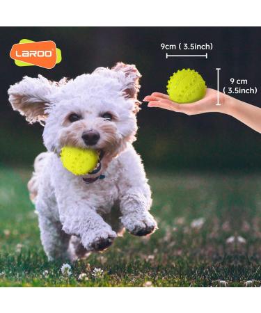Laroo Dog Toys - Durable Natural Rubber Squeaker Football for Small & Large Dogs (6.5cm Green) - International Shipping Available - Buy Online on GoSupps.com