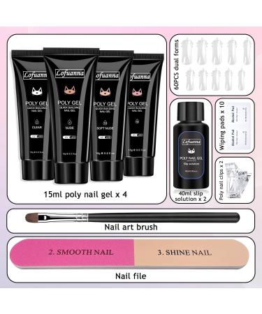 Lofuanna Poly Gel Nail Kit - Nude Set | 4 Colors Poly Extension Gel Starter Kit with Slip Solution | All-in-One Nail Strengthening Gel | DIY for Beginners - Buy Online on GoSupps.com
