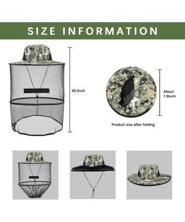 Mosquito Hat with Removable Netting | Outdoor Midge Head Net for Hiking, Fishing, Camping | Camouflage Design - Buy Online on GoSupps.com