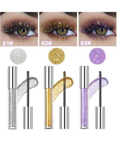 Glitter Mascara Eyeshadow Glitter Mascara Volume and Length Long Lasting Waterproof Curl Anti-Sweat No Blooming Multi-Colored For Eyelashes Mascara For Women Eyes (3MIX 5g) - Buy Online on GoSupps.com