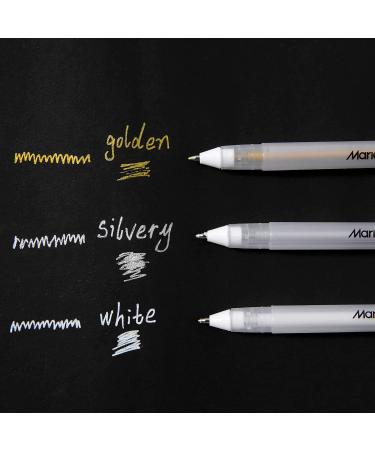 RVOGJP 3 Colors Gel Pen Set - Fine Tip Sketching Pens for Illustration and Drawing - Black Paper Drawing and Adult Coloring - Pack of 3 (White, Gold, Silver) - Buy Online on GoSupps.com