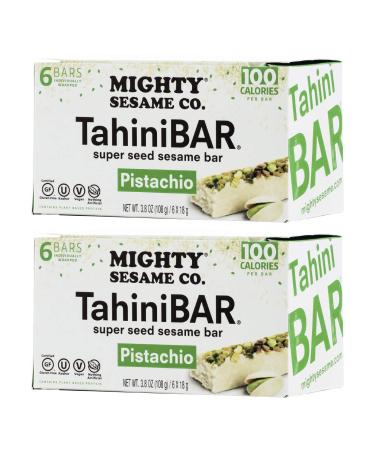 Mighty Sesame TahiniBars With Pistachio (2 Pack Total 12 Bars) Pistachio 6 Count (Pack of 2)