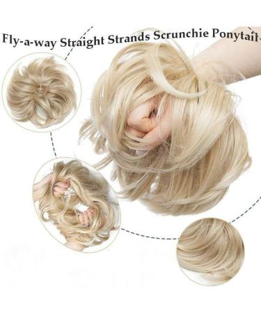 Tousled Messy Bun Hair Extension Ponytail | Synthetic Chocolate Brown & Bleach Blonde Updo Scrunchie for Women - Buy Online on GoSupps.com