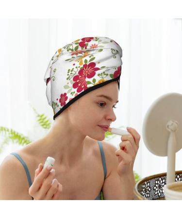 Buy Hair Towel Wrap | Quick-Dry Turban with Button | Home Sweet Home Floral Design Ideal for Fast Hair Drying - Buy Online on GoSupps.com