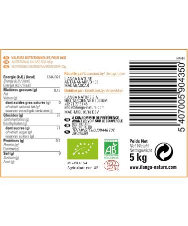 Ilanga Nature - 100% pure Rainforest Honey - 5 kg Honey Bucket - Family Size - Madagascar Honey - Certified Organic - Buy Online on GoSupps.com