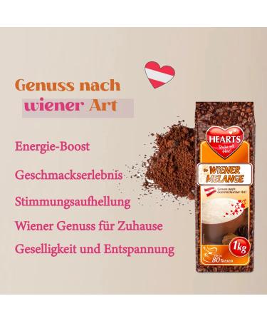 HEARTS Cappuccino Wiener Melange 10 x 1 kg Pack - Intense Milky & Creamy Flavour Approx. 80 Cups/Bag Family Pack - Buy Online on GoSupps.com
