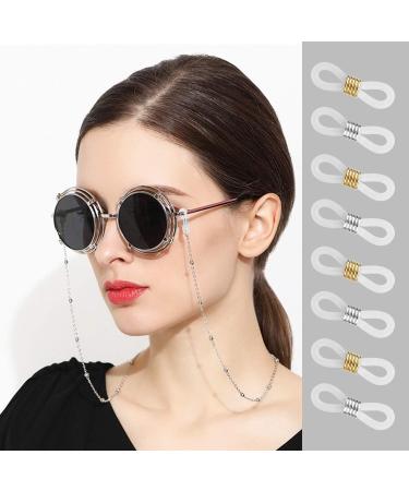 HUIHUIBAO 20 Pieces Eyeglass Chain Ends  Adjustable Spring Rubber Ends Connectors for Eye Glasses Holder Necklace Chain Strap  Gold and Silver Ring (Clear) - Buy Online on GoSupps.com