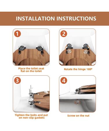 Molded Wood Round Toilet Seat | Quiet Close & Quick Release Hinges | Easy Install & Clean by Angol Shiold (Natural) - Buy Online on GoSupps.com