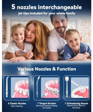 JTF Water Dental Flosser Picks - Cordless Portable Oral Irrigator 4 Modes 300ML Rechargeable IPX7 Waterproof Best for Home & Travel - 5 Jet Tips (Pink - Buy Online on GoSupps.com