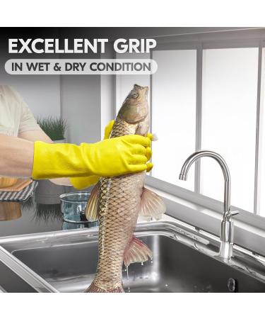Vgo Heavy Duty Cleaning Gloves | Lined Nylon Household Gloves | Latex Free & Antislip | Ideal for Kitchen, Bathroom, Gardening | Flower Scented | 1 Pair Large Yellow - Buy Online on GoSupps.com