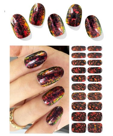 TrueShei nail foils |Mandarine Rosa UV gel nail film |20pcs red foil chrome nail film self -adhesive |Gel Nail Stickers Gellack Wraps for Nagel Red Foil