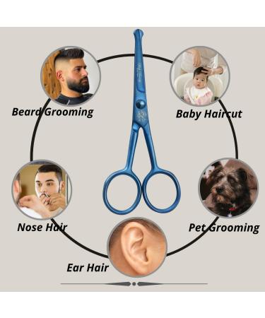 Kids Safety Hairdressing Scissors with Round Tips and Curved Blades - Professional Salon Barber Scissors for Baby Haircuts (Blue 4.5 inch) - Buy Online on GoSupps.com