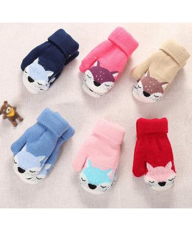Baby Toddler Fox Knitted Magic Mittens with Furry Lining - Light Brown (1-3 Years) - Buy Online on GoSupps.com