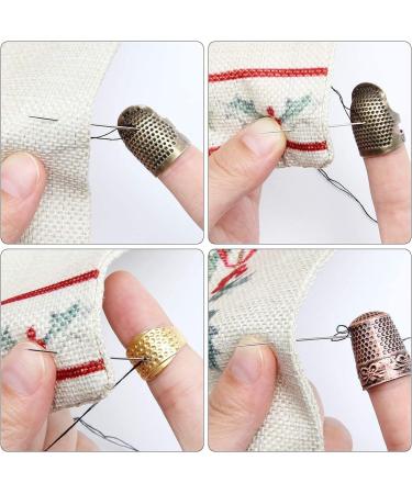 Adjustable Metal Sewing Thimble Finger Protector Set | 4 Piece Hand-Working Needlework Fingertip DIY Sewing Tools - Buy Online on GoSupps.com