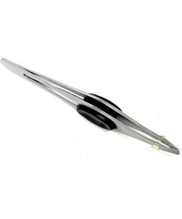 INKgrafiX Surgical Steel Tweezers with Finger Rest - Black Hair Plucking Tweezers - No Slipping - IG24930 - High Quality - Buy Online on GoSupps.com
