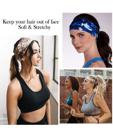 Huachi Tie Dye Headbands for Women | 6 Pack Boho Athletic Sweat Bands for Yoga & Running - Buy Online on GoSupps.com