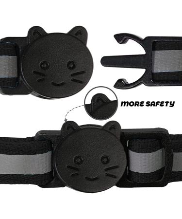 2 Pack Reflective Cat Collar Breakaway with Bell - Personalized Adjustable Safety Collar for Male and Female Cats - Black - Buy Online on GoSupps.com
