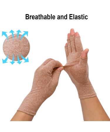 Arthritis Compression Gloves 2-Pair for Rheumatoid & Osteoarthritis Relief | Carpal Tunnel & Raynaud's Support | Fingerless & Breathable | Medium Size for Men & Women | Coffee Color - Buy Online on GoSupps.com