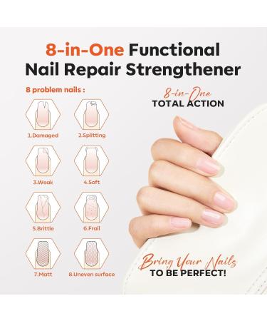Modelones 15ml 8-in-1 Nail Strengthener & Ridge Filling Base Coat Nail Polish Repair Kit Nail Growth Treatment for Thin and Damaged Nails Clear - Buy Online on GoSupps.com