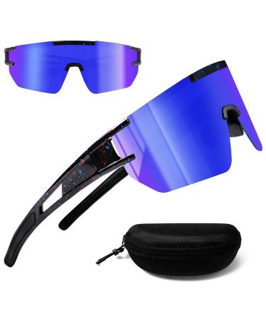 Patrichor fast glasses rave sunglasses bike glasses men women UV400 protection ski sports glasses MTB glasses sunglasses with adjustable ironing wheel sports glasses for cycling fishing racing bike sport blue