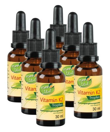 Kopp Vital Vitamin K2 drops |Vegan |6 x 30 ml |Vitamin K2 is solved in MCT oil |Soyfrei |All-trans content of 99.5 percent |High bioavailability |Pharmacy quality