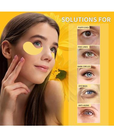 24K Gold Eye Masks for Dark Circles & Puffiness - 70PCS Under Eye Patches with Caffeine Hyaluronic Acid & Peptides for Eye Bags Treatment - Premium Skincare - Buy Online on GoSupps.com