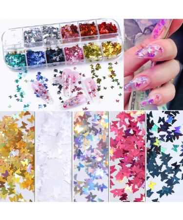 3D Butterfly Nail Glitter Sequins - 12 Colors Holographic Butterfly Nails Supply for Manicure Tips & Decoration - Buy Online on GoSupps.com